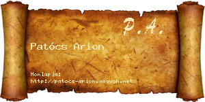 Patócs Arion névjegykártya